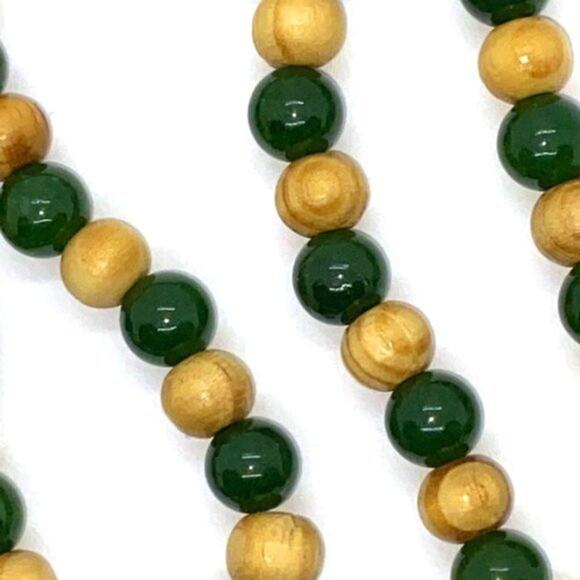 Handmade Beaded Wood & Green Elephant Necklace - Picture 6 of 8